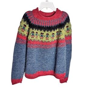 Planet Earth Sweater hand loomed fair isle multi colored sweater